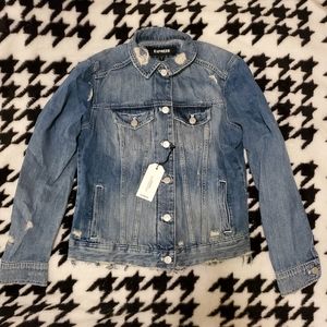 NWT Express Western Yoke Distressed Denim Trucker Jacket